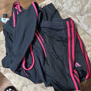 Adidas woman  Black Joggers with Pink Stripes
